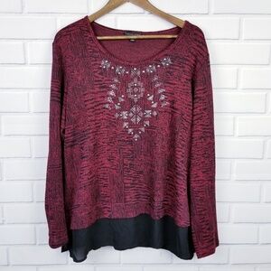 Signature Studio Womens Long Sleeve‎ Aztec Top XL